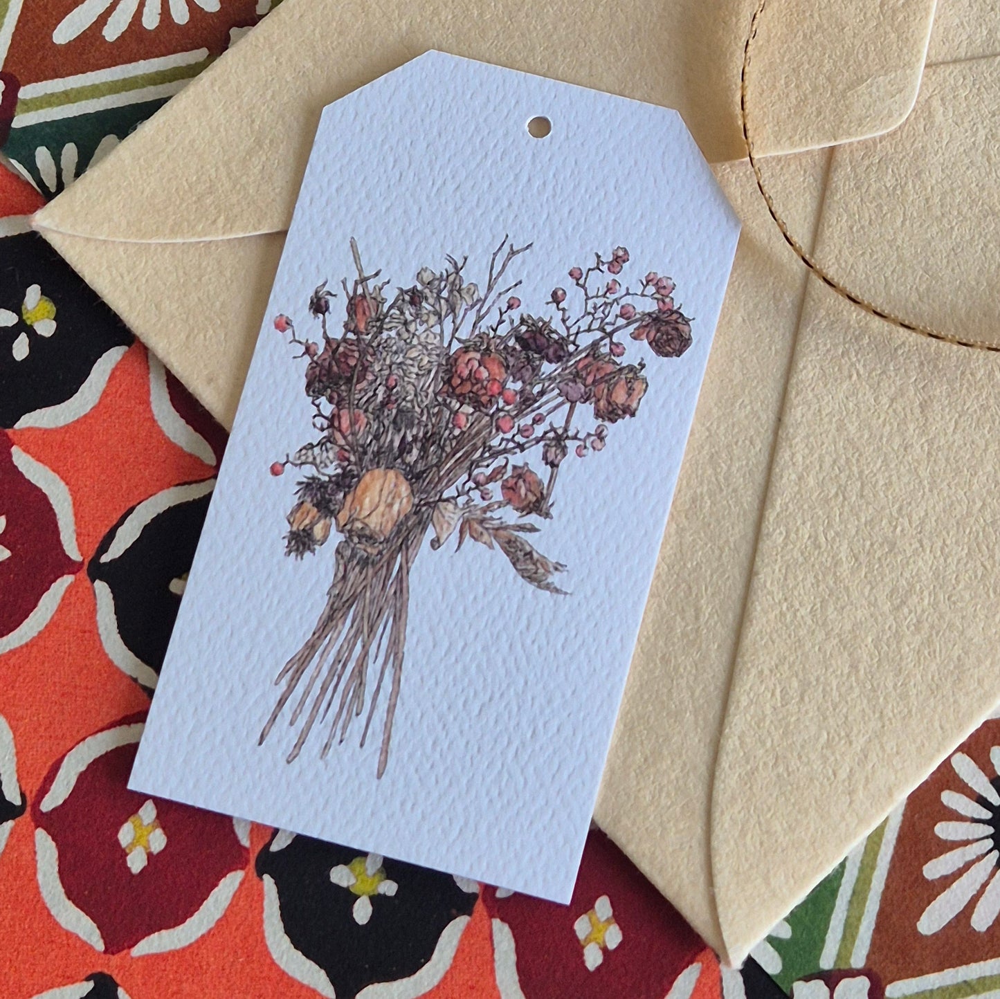 Dried Red Bouquet - Gift Tag