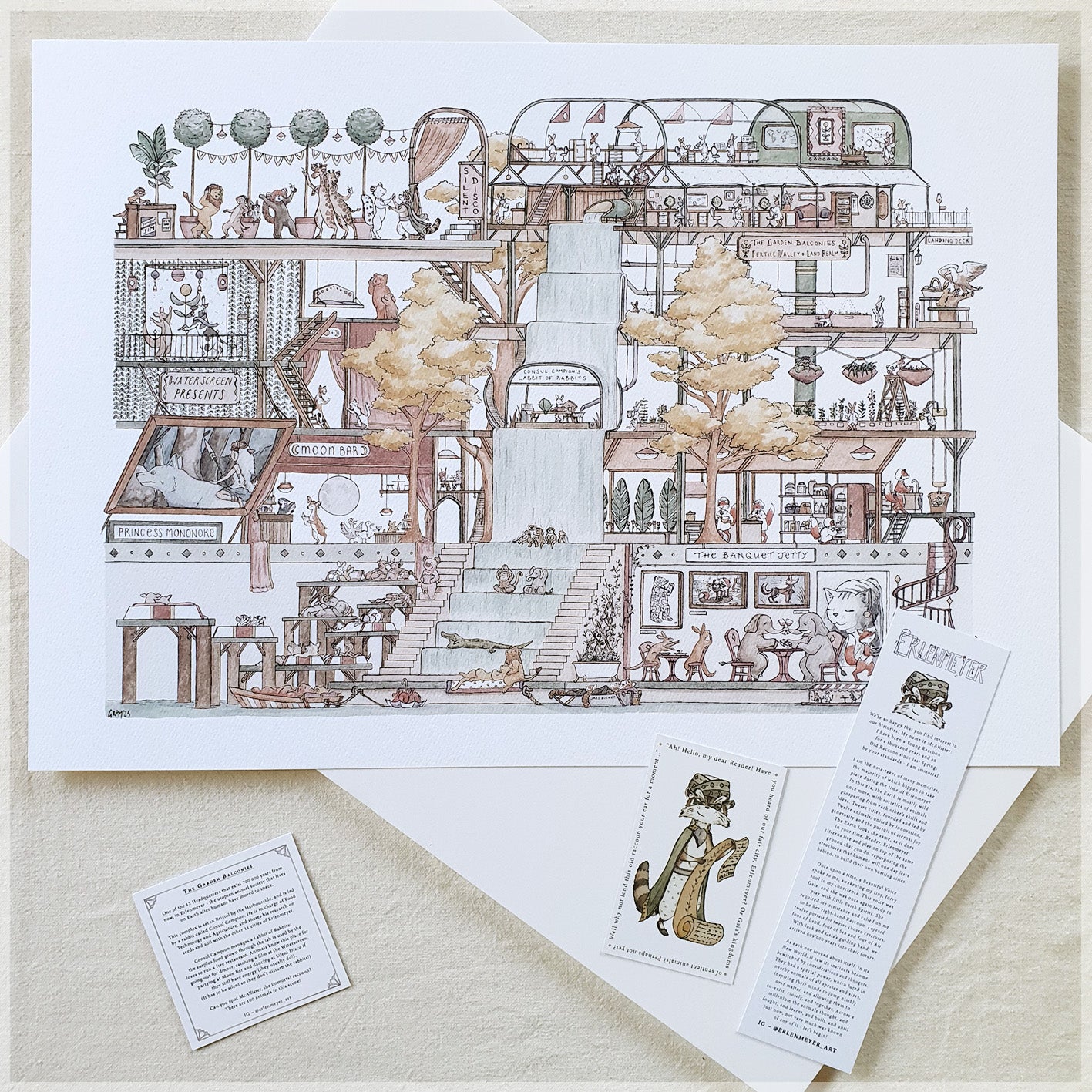 The Garden Balconies - A3 Fine Art Print