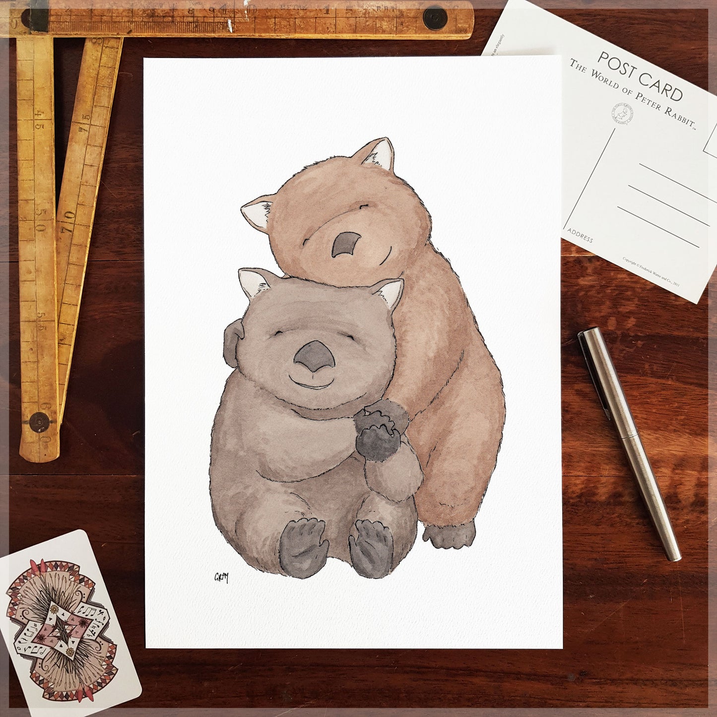 Hugging Wombats - A4 Art Print