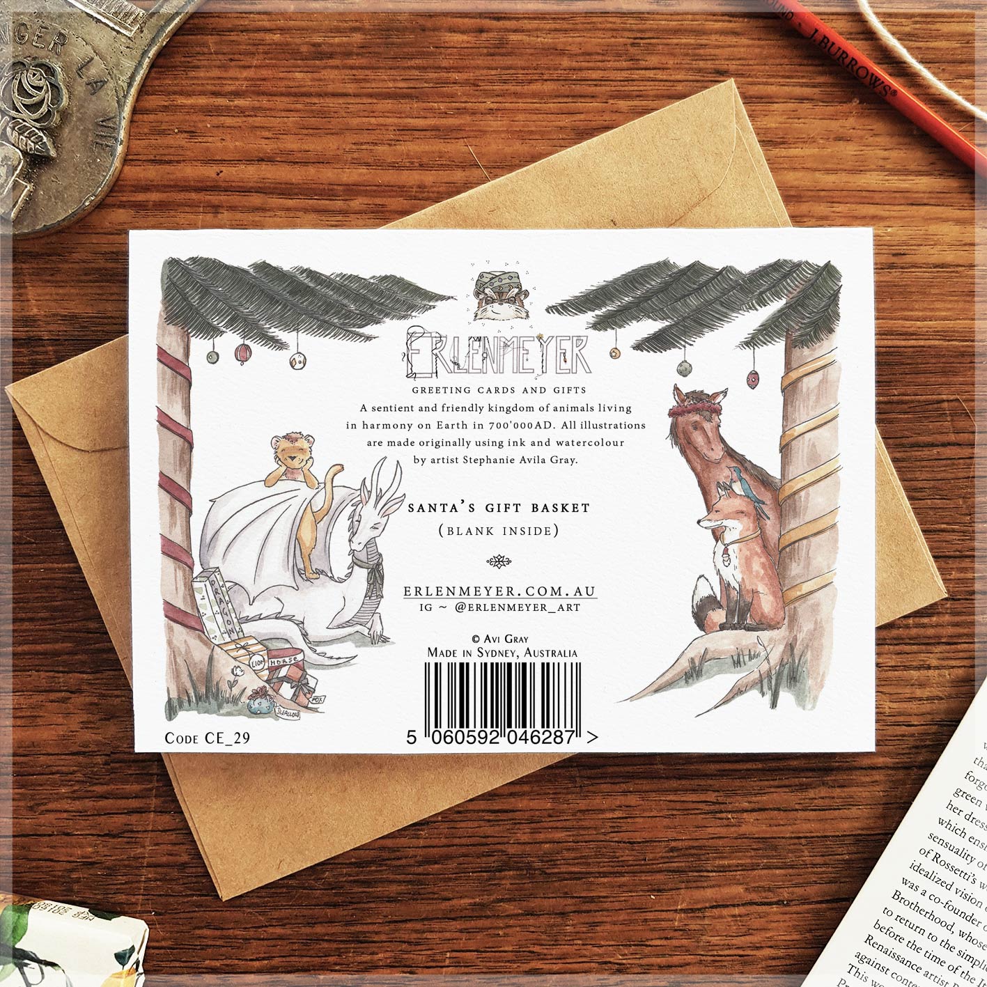 Santa's Gift Basket - Christmas Card