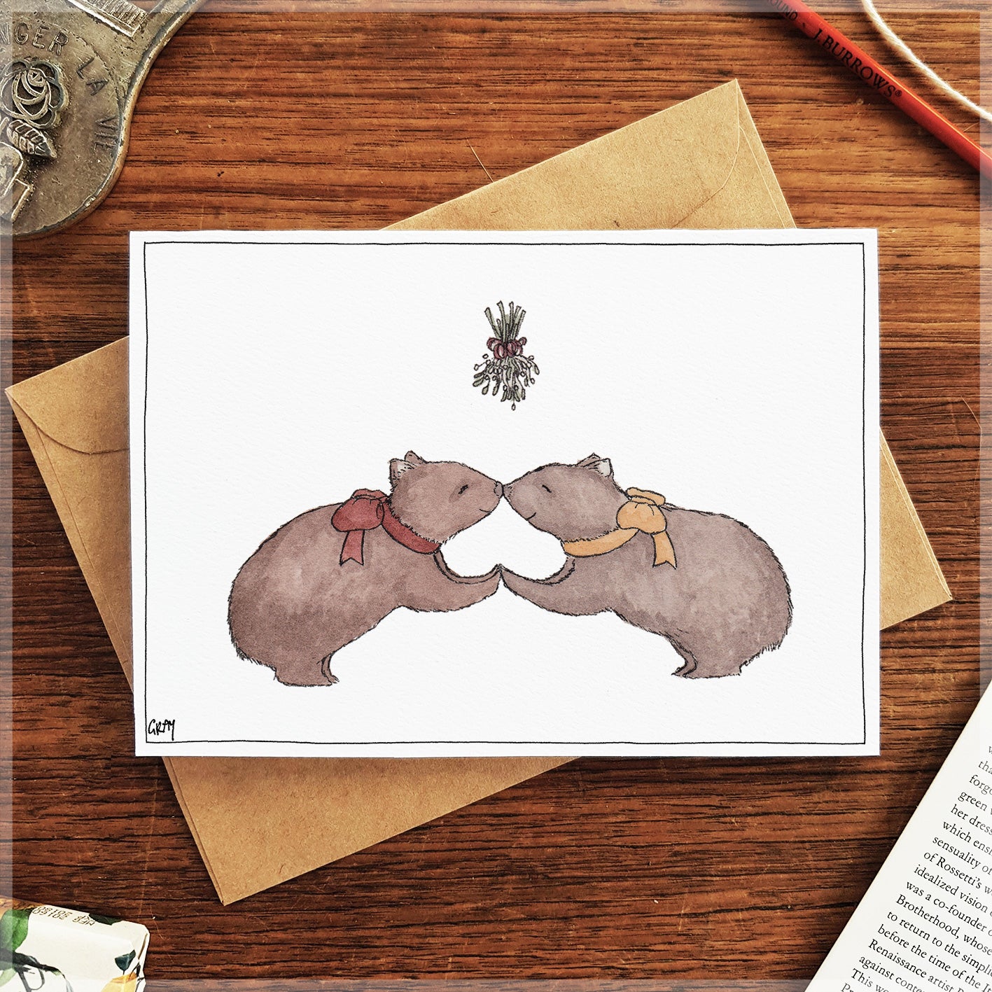 The Wombat Nose-Nuzzle - Christmas Card
