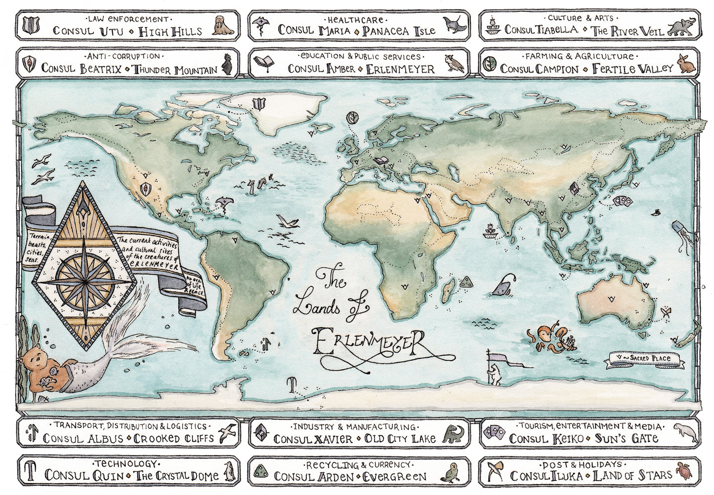 Lands of Erlenmeyer - A4 Art Print