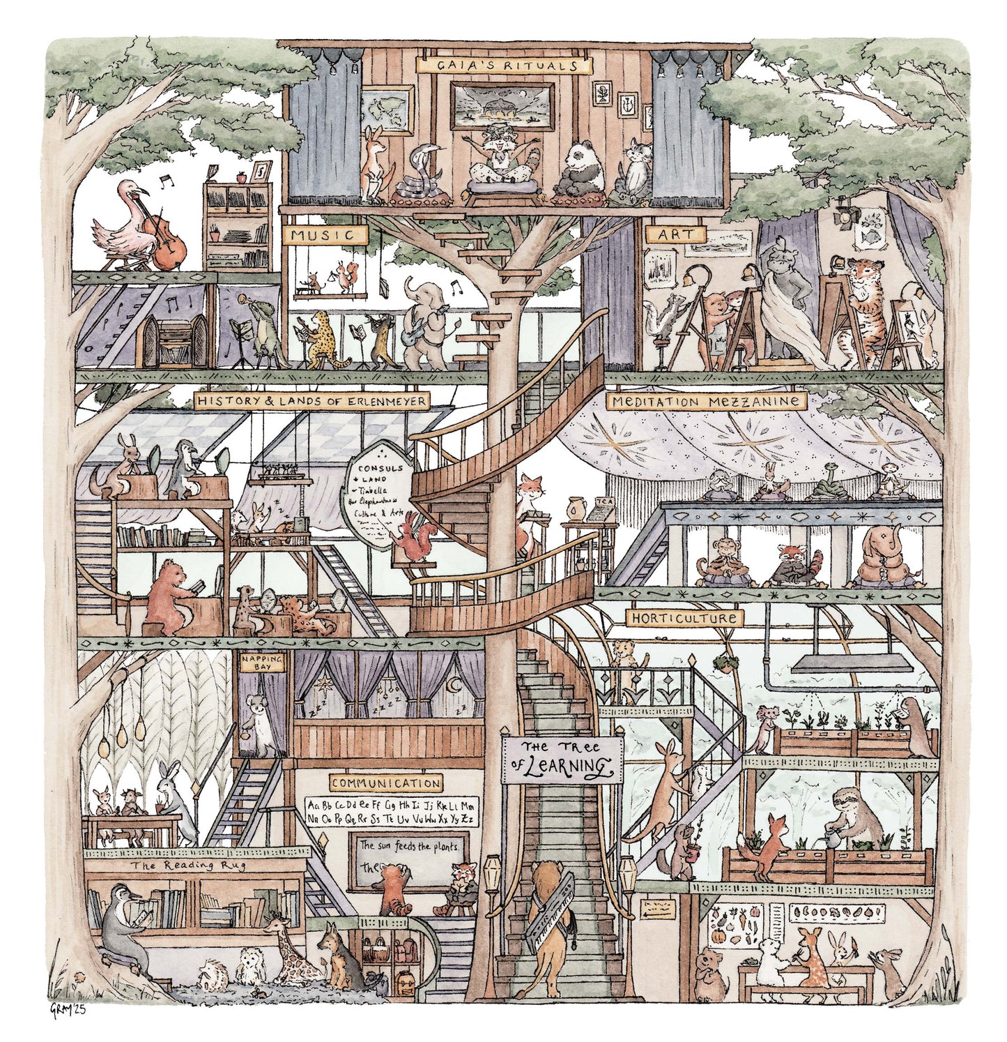 The Tree of Learning - 21cm Square Art Print
