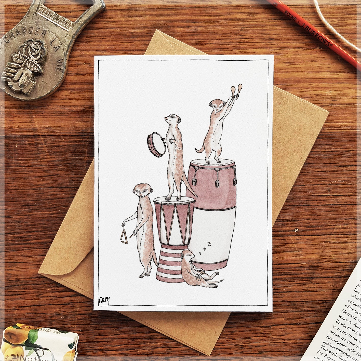 The Meerkats On Percussion - Greeting Card