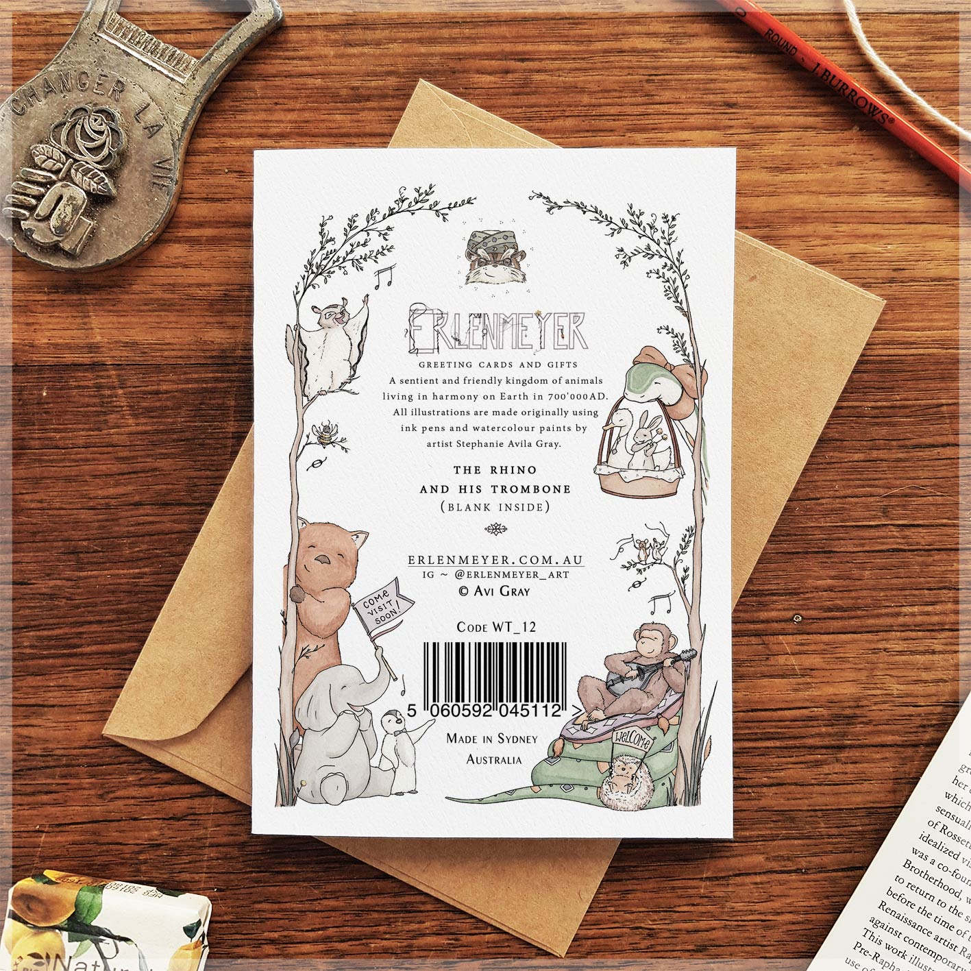 The Rhino and His Trombone - Greeting Card