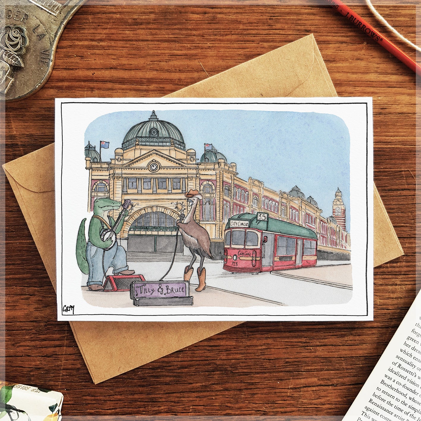 Busking in Melbourne - Greeting Card