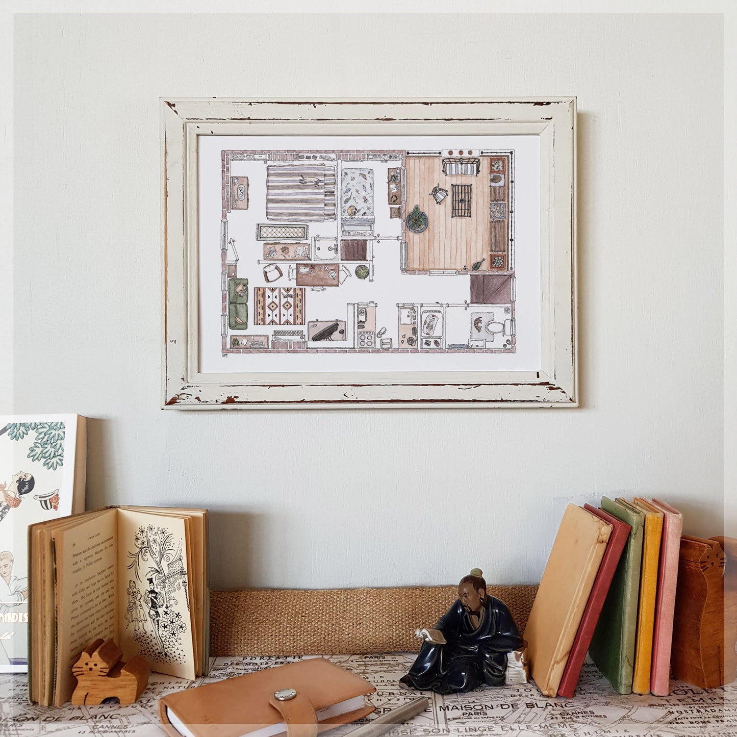 Bristol Flat with 10 Hidden Cats - A4 Art Print