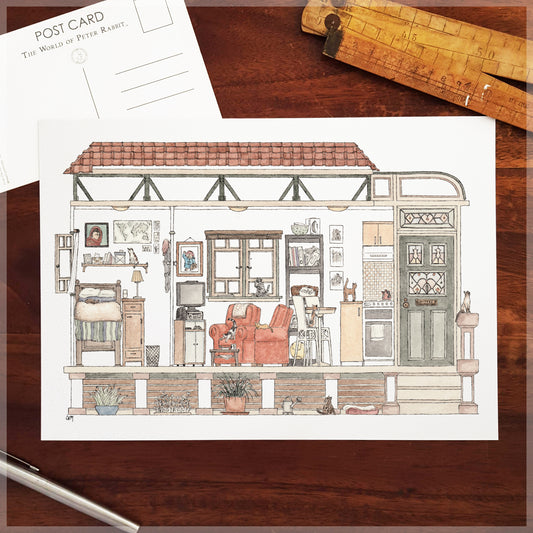 Mosman Bungalow with 10 Hidden Cats - A4 Art Print