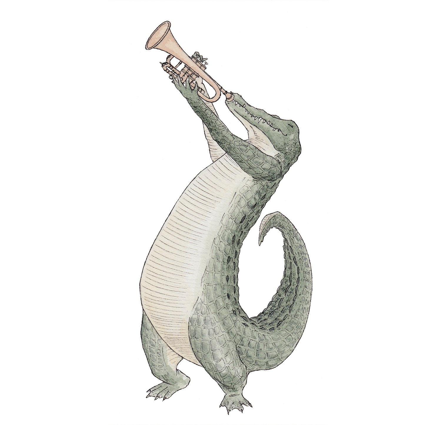 The Crocodile & His Trumpet - A5 Art Print