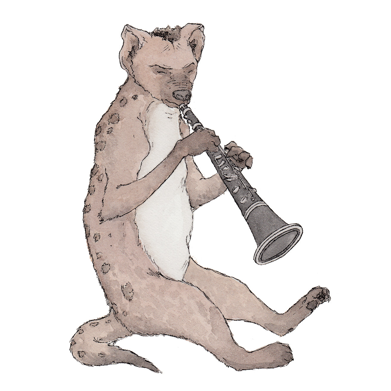 The Hyena & His Clarinet - A5 Art Print SKU A508