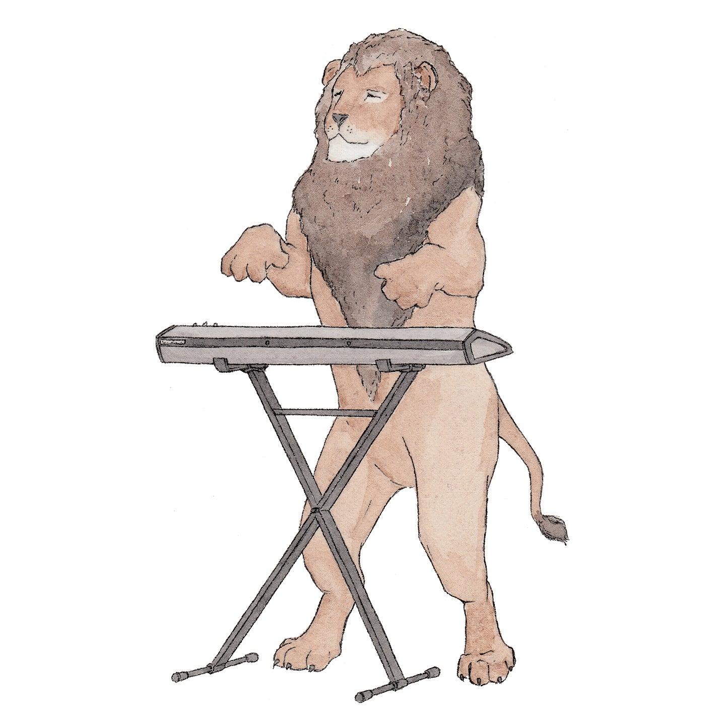 The Lion & His Keyboard - A5 Art Print SKU A510