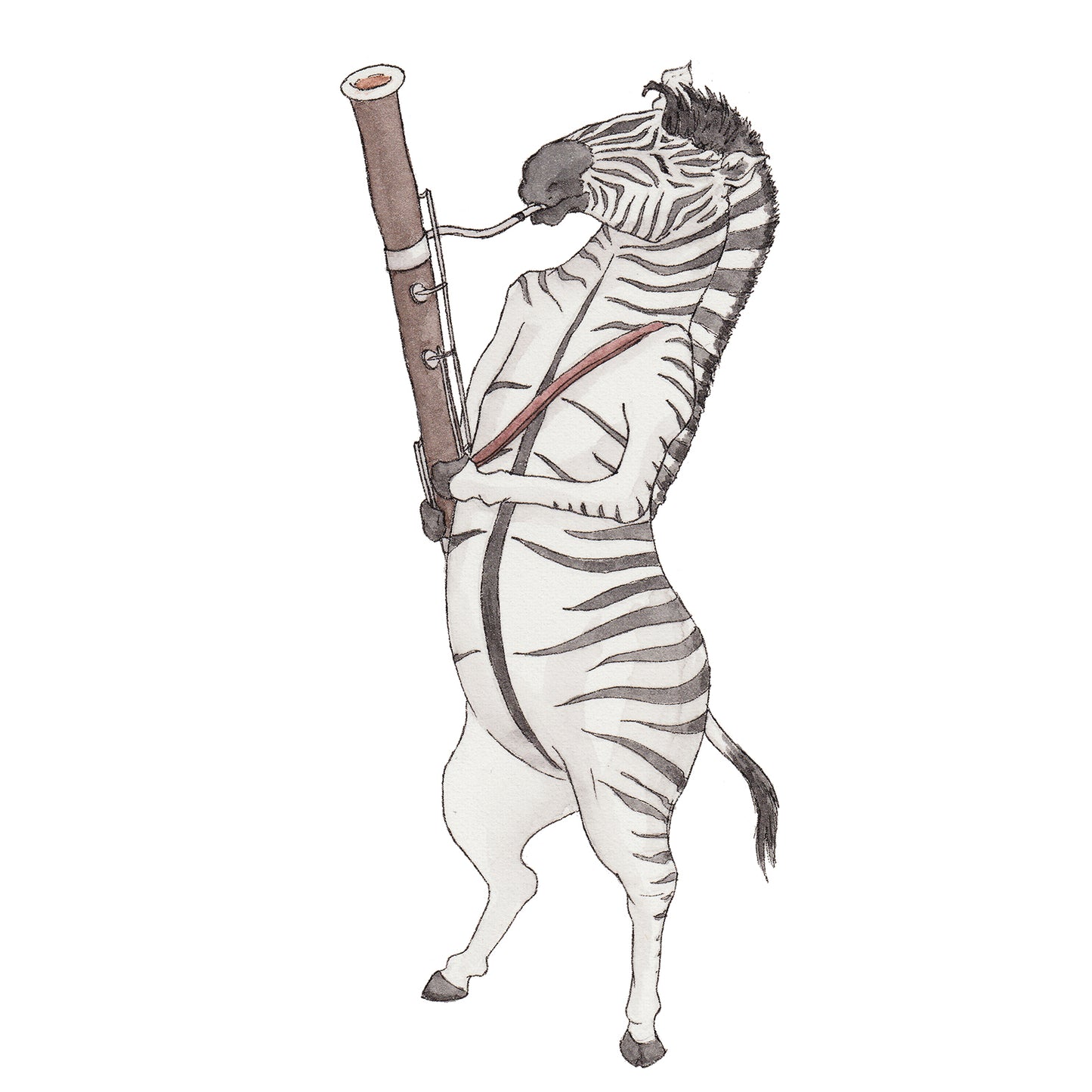 The Zebra & Her Bassoon - A5 Art Print SKU A518