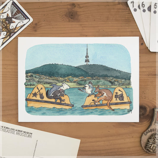 Bumper Boats in Canberra - A5 Art Print