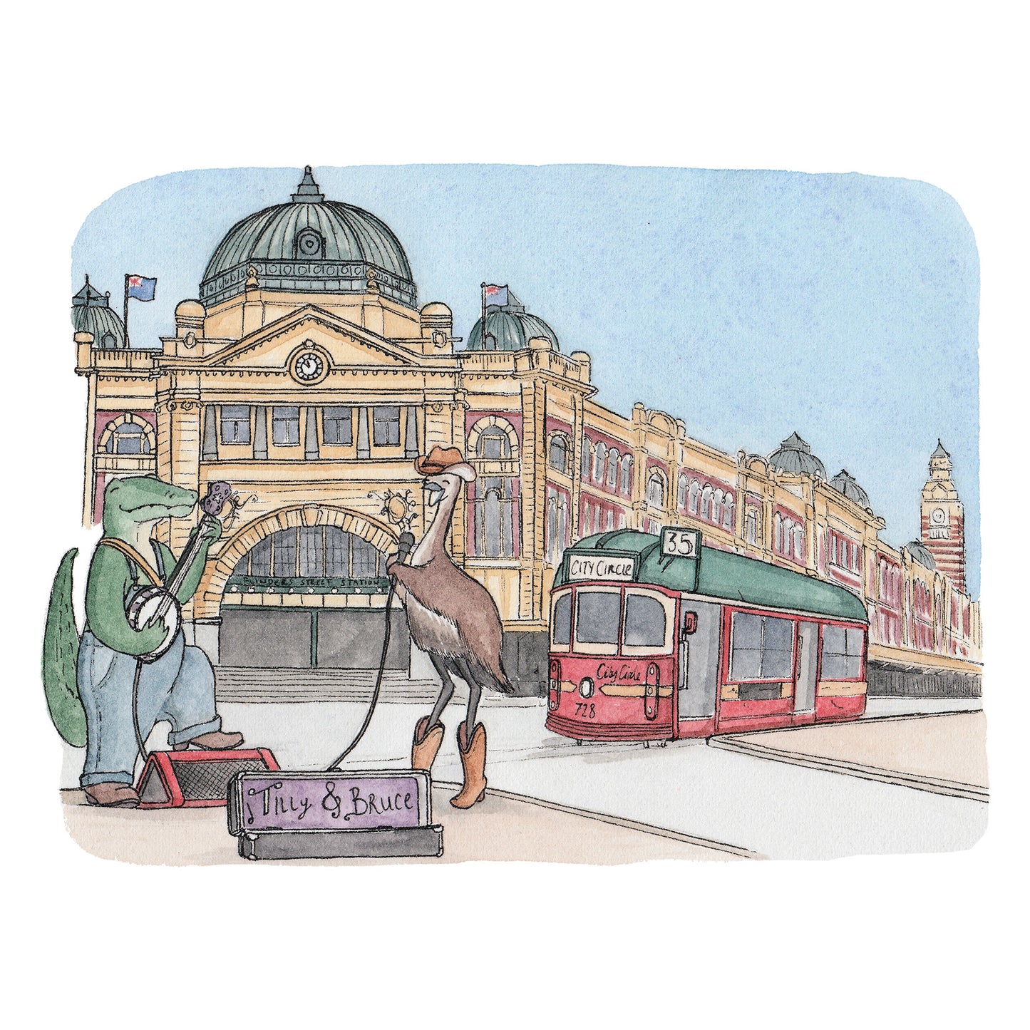Busking in Melbourne - A5 Art Print SKU A522