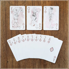 Hand Illustrated Burlesque playing cards showing the suit of diamonds