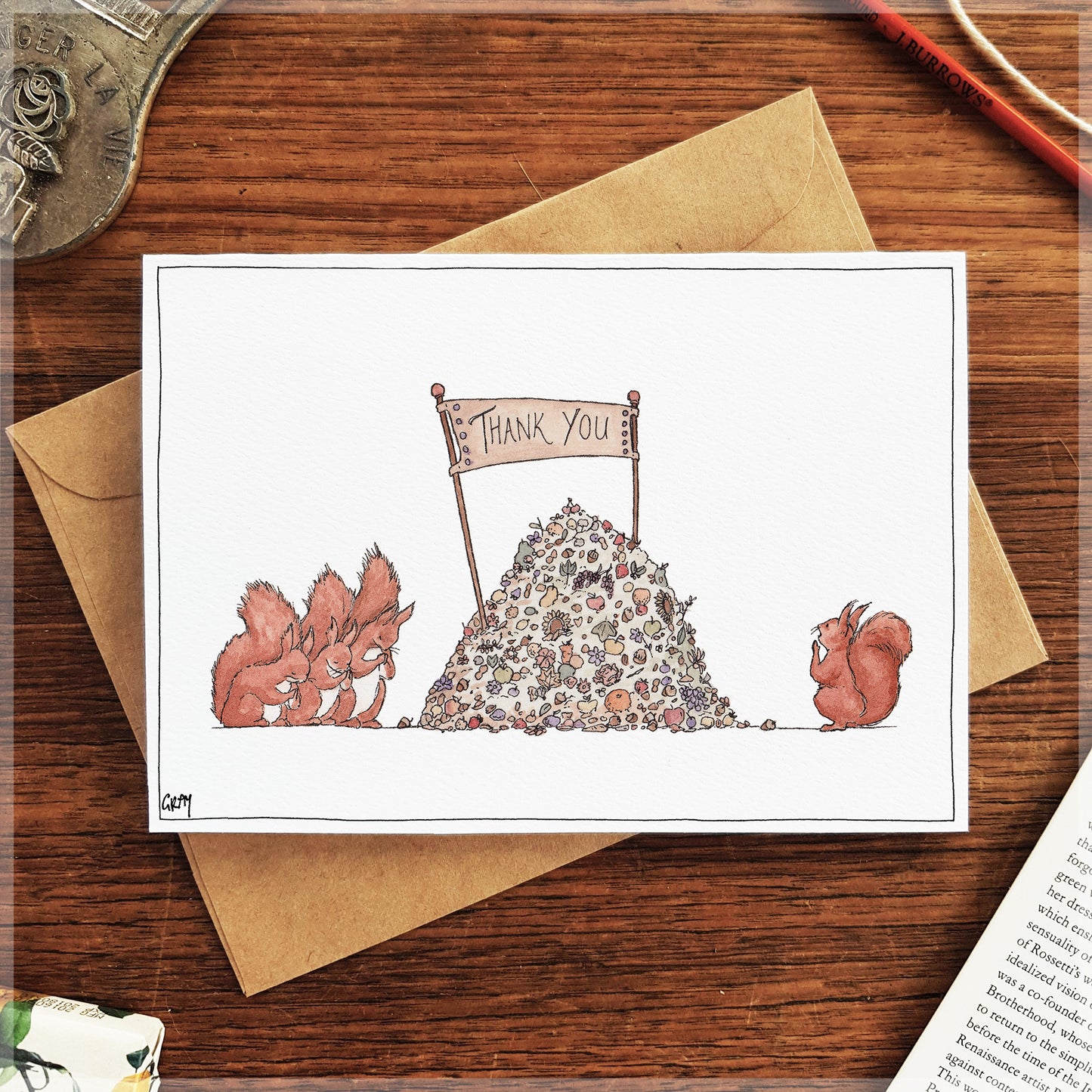 Thank You ~ in Squirrel - Greeting Card