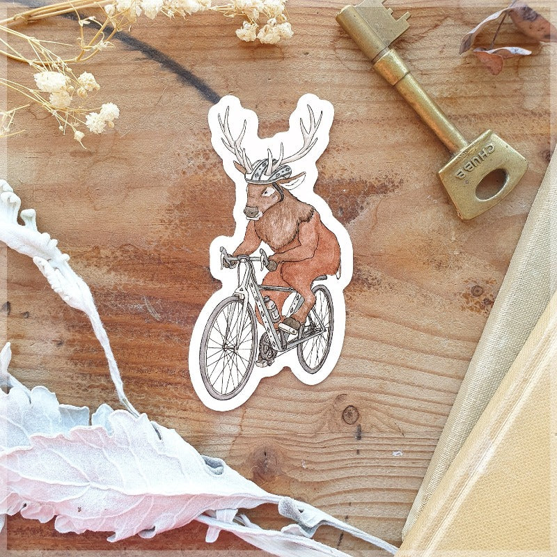 Drawing of a cycling stag