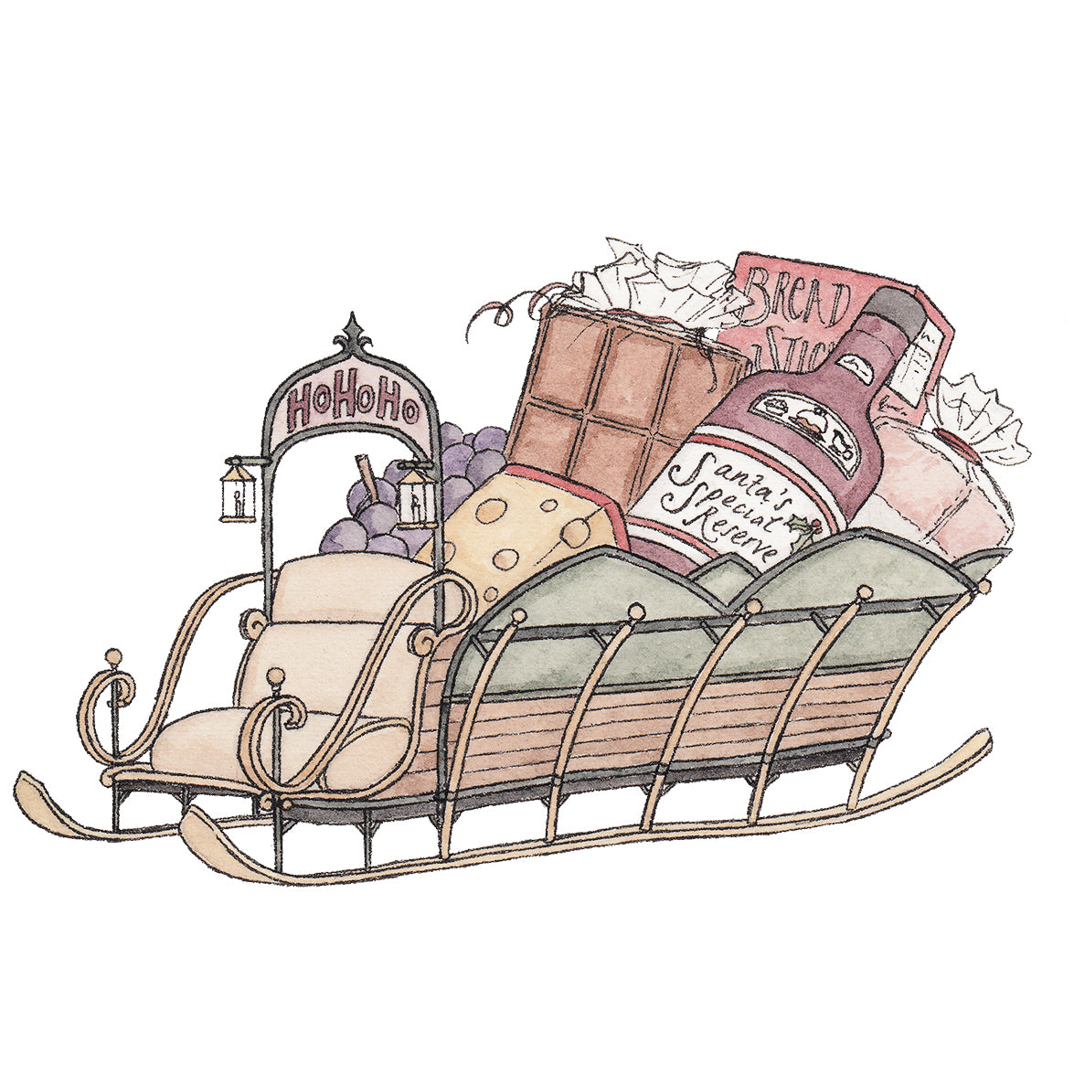 Santa's Gift Basket - Christmas Card