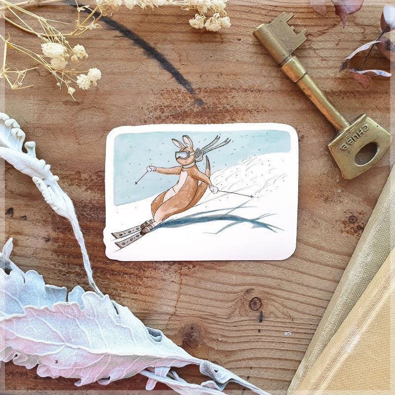 Drawing of skiing kangaroo