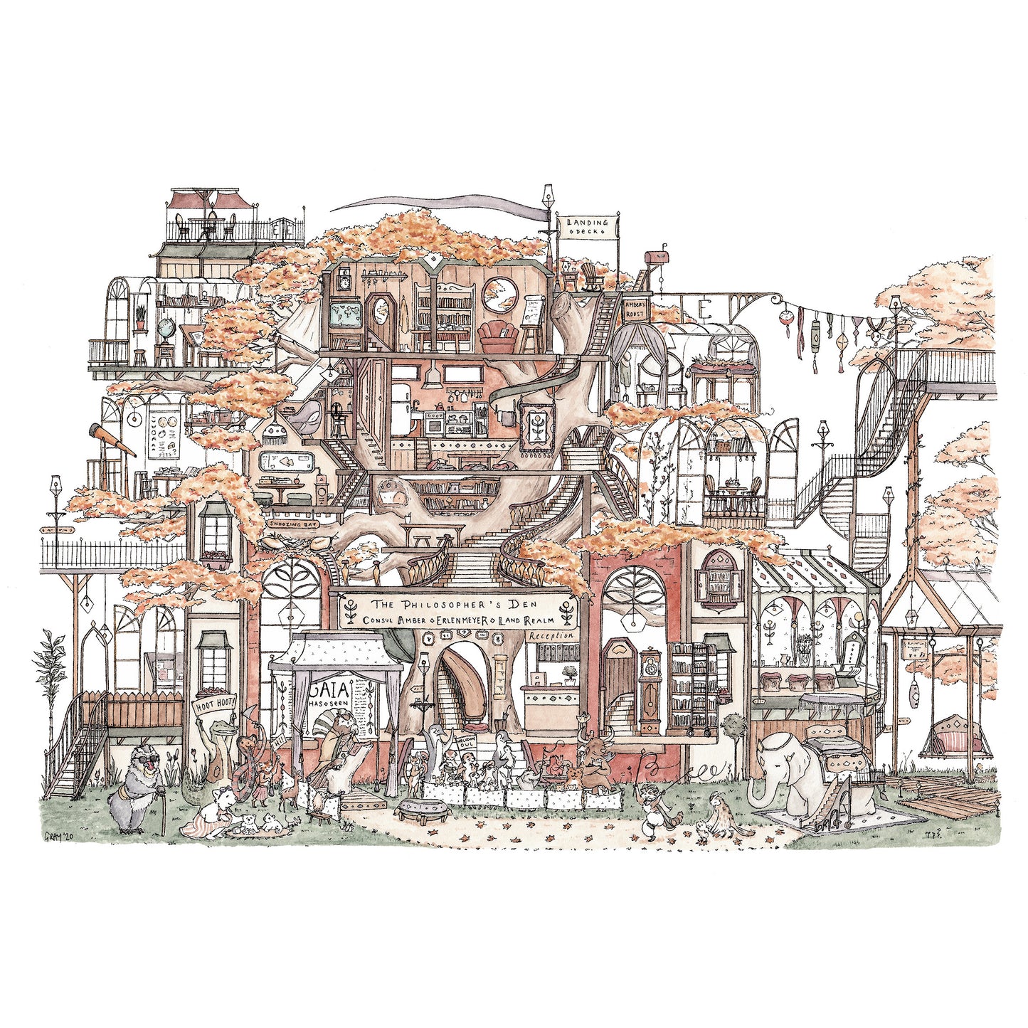 The Philosopher's Den - A3 Art Print