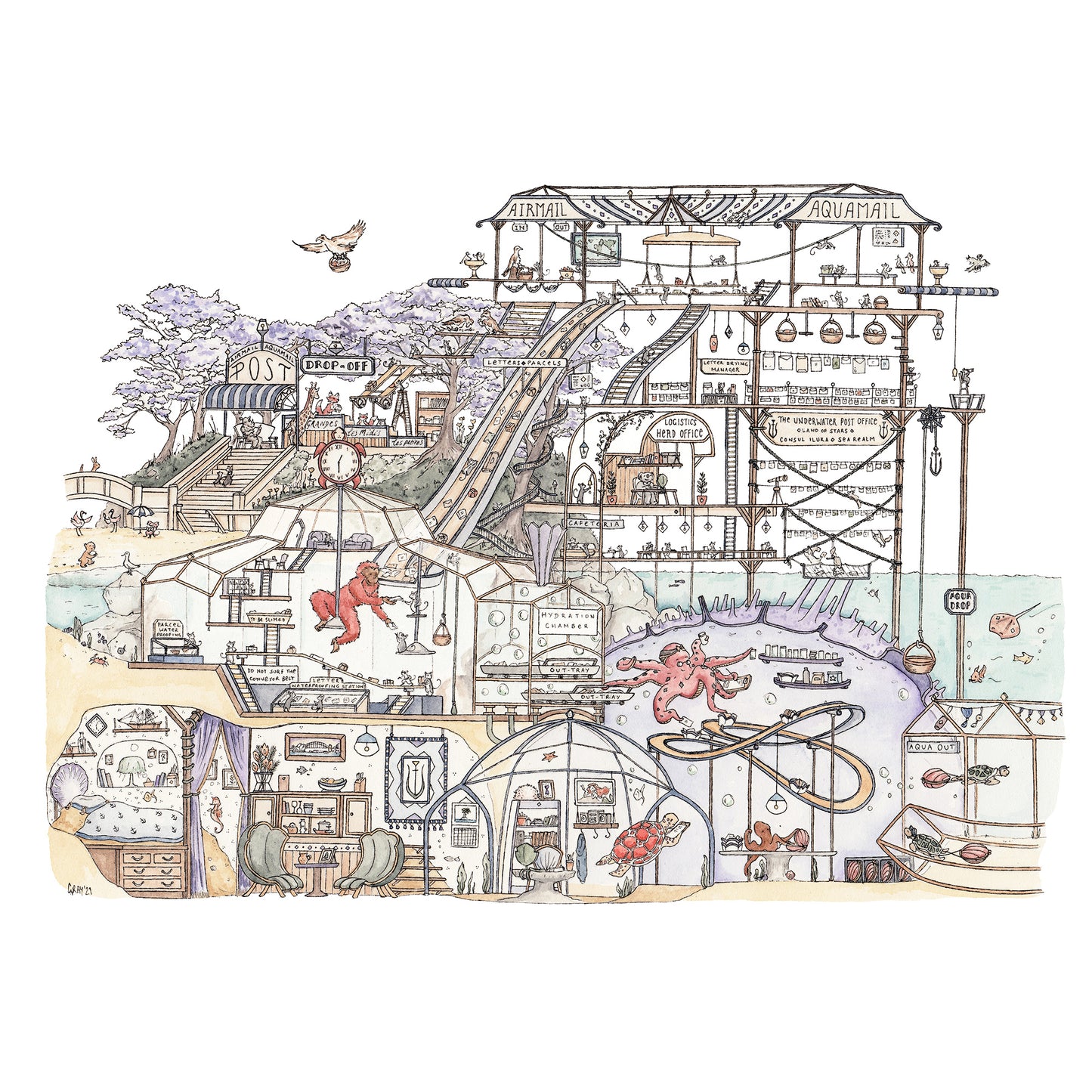 The Underwater Post Office - A3 Art Print