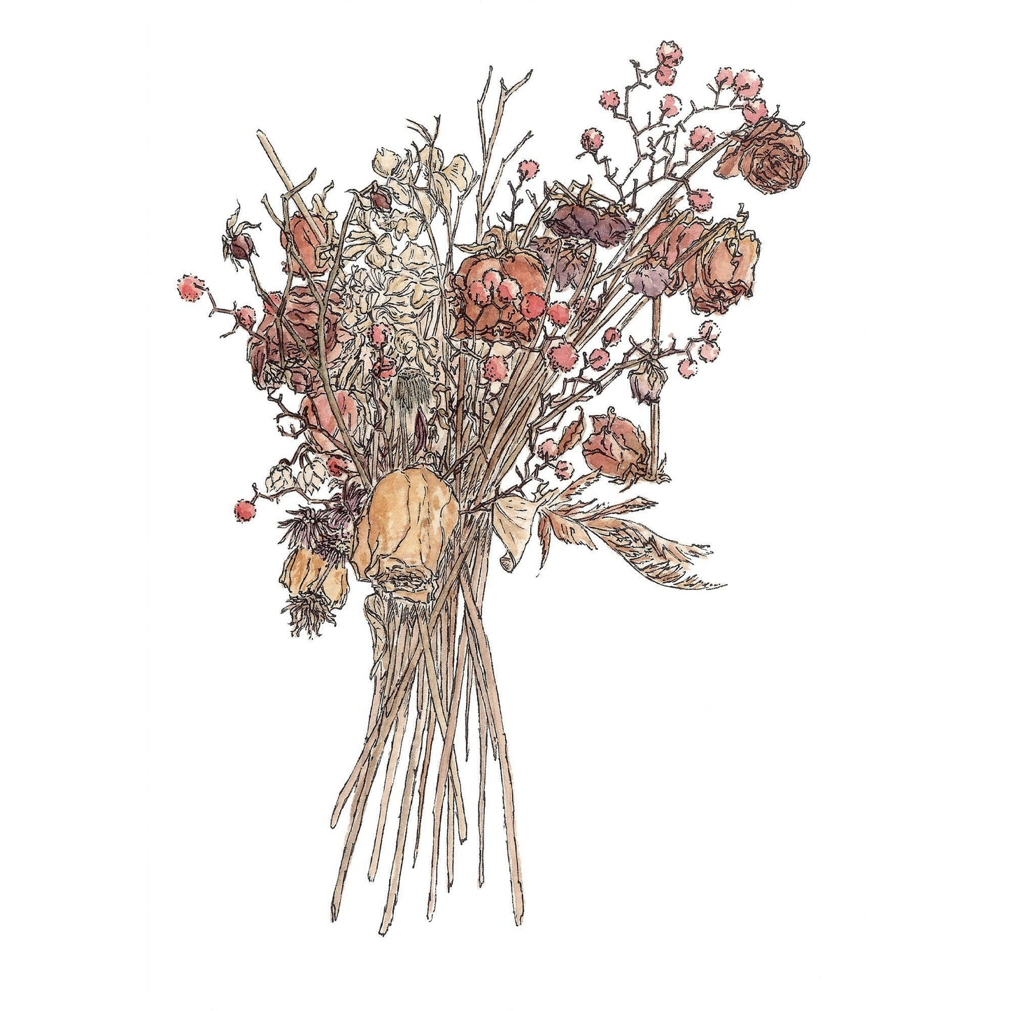 Dried Bouquet Red - Greeting Card