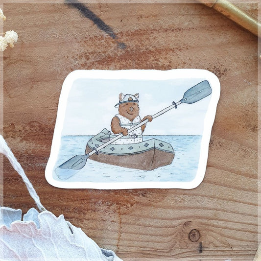 Drawing of a kayaking quoka