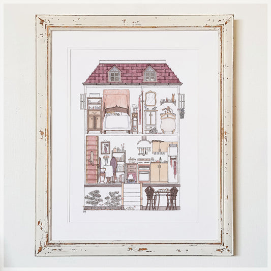 Avi's Dream House with 10 Hidden Cats - A3 Art Print