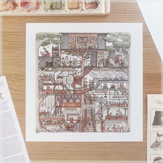The Tree of Learning - 21cm Square Art Print