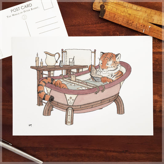 Tiger in the Tub - A4 Art Print