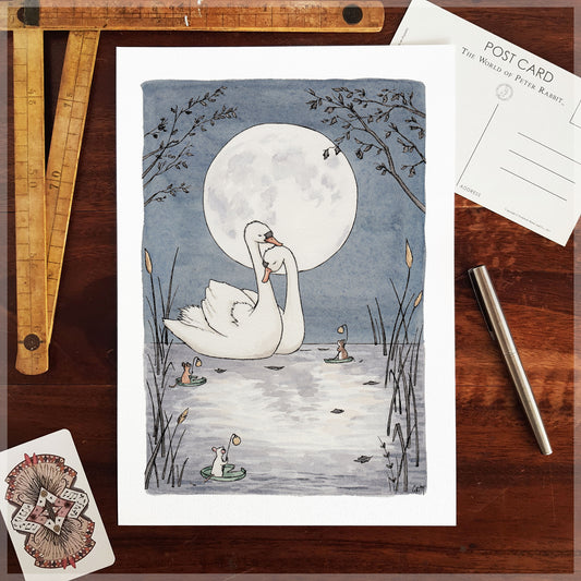 Me, You, the Moon and the Mice - A4 Art Print