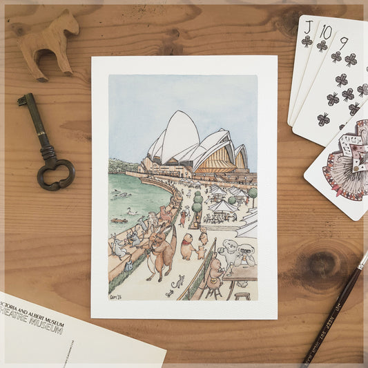 Opera House Outing - A5 Art Print