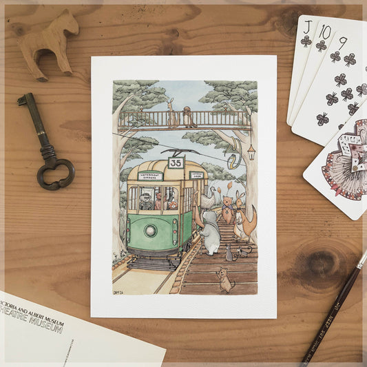 The Waterfront Gardens Tram - A5 Art Print
