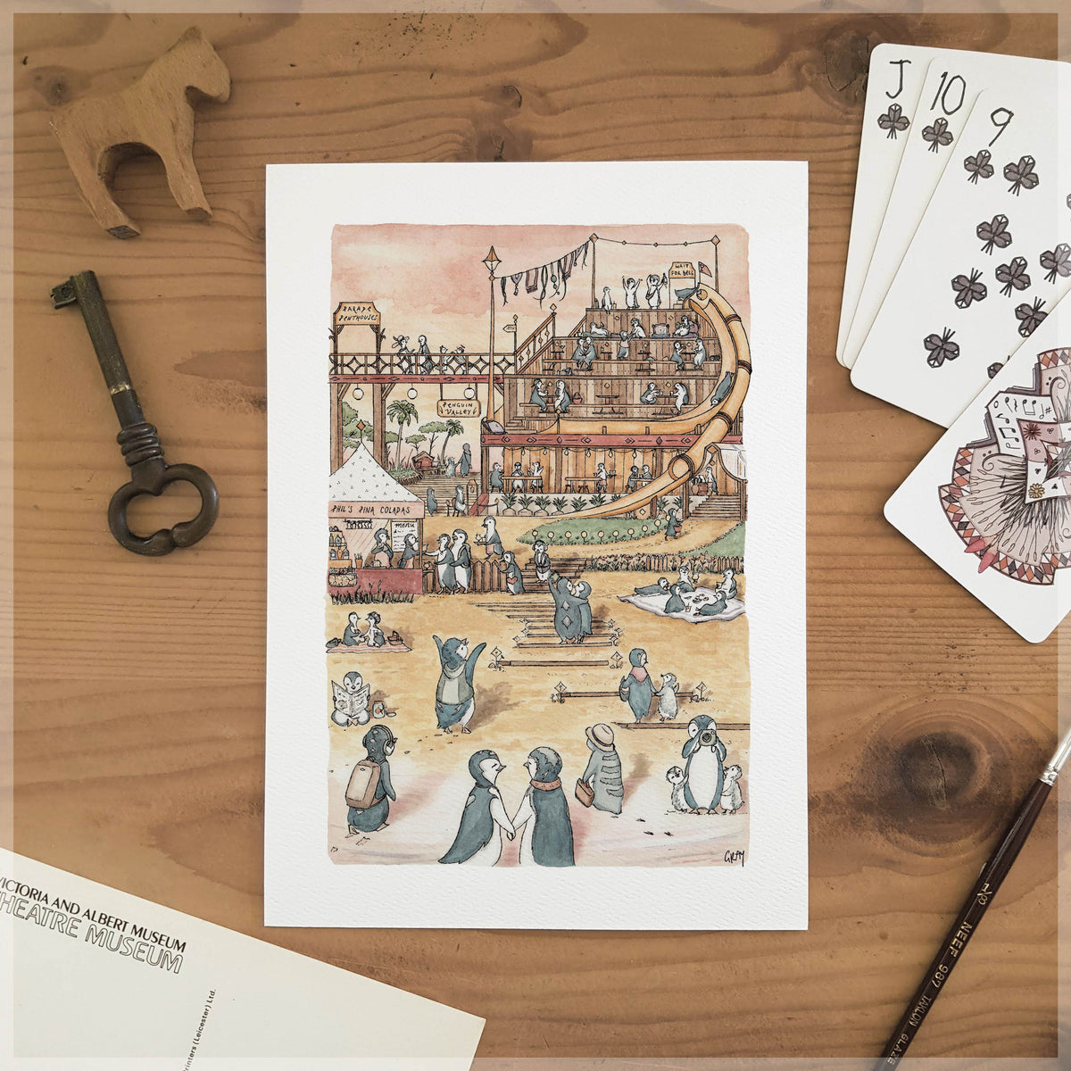 The Penguin Parade - A5 Art Print