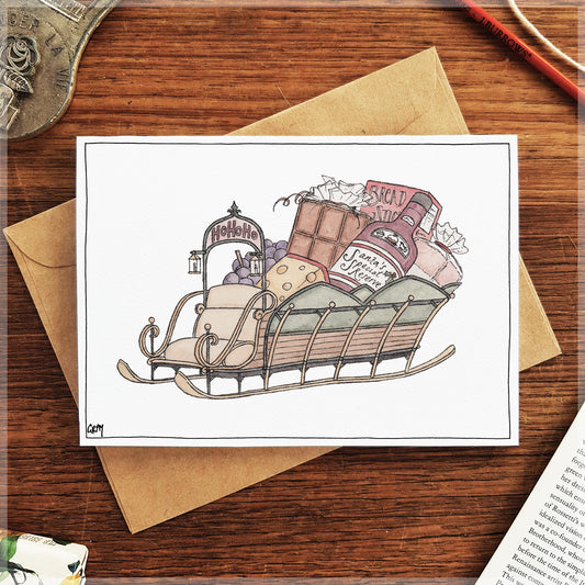 Santa's Gift Basket - Christmas Card