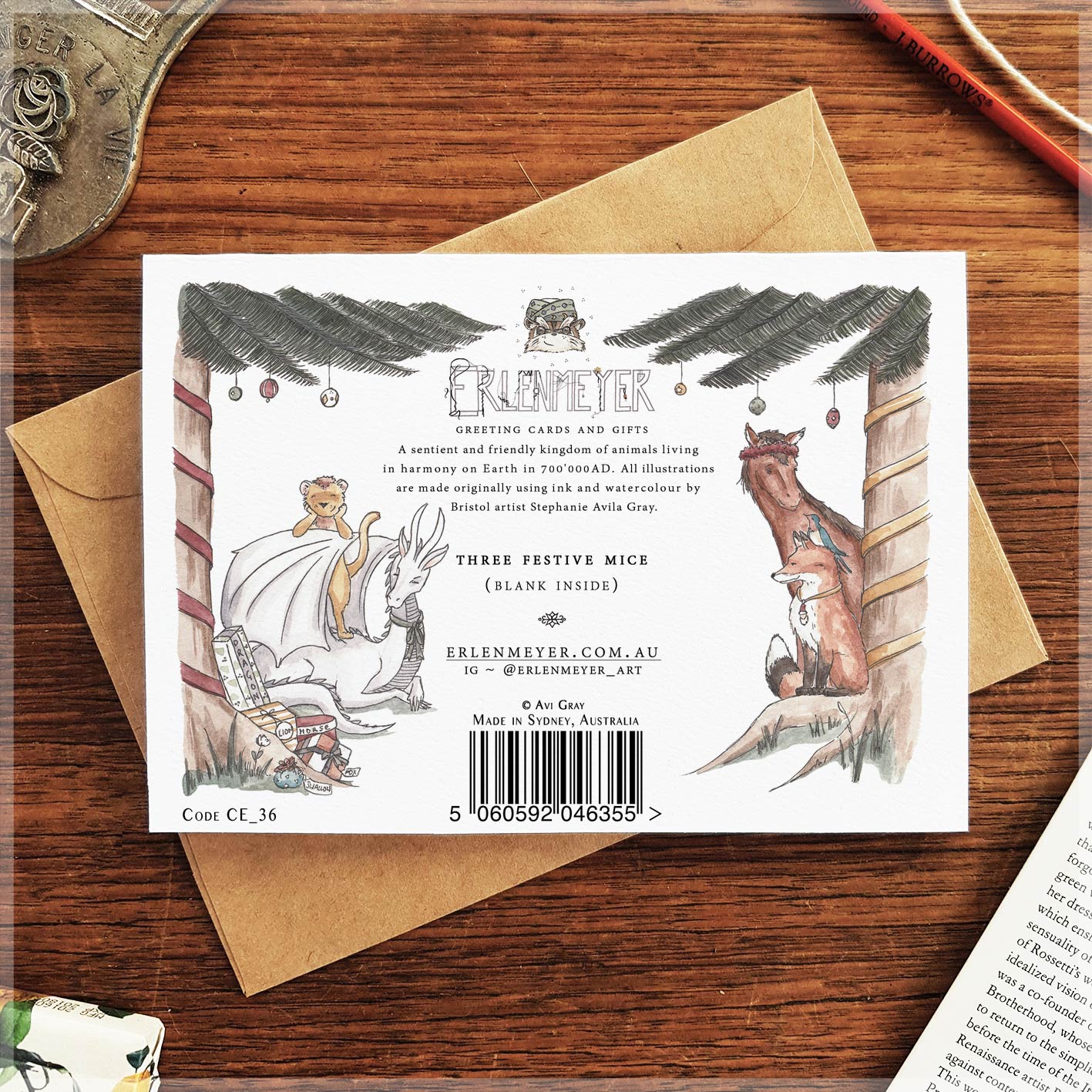 Three Festive Mice - Christmas Card