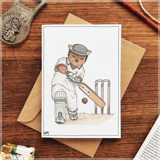 Wombat Batsman - Greeting Card