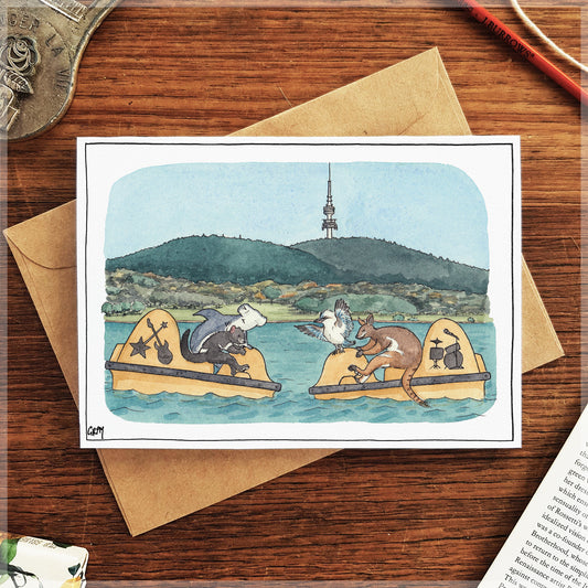 Bumper Boats in Canberra - Greeting Card
