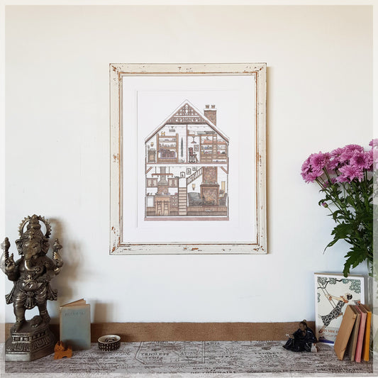 Log Cabin with 10 Hidden Cats - A3 Art Print SKU A304