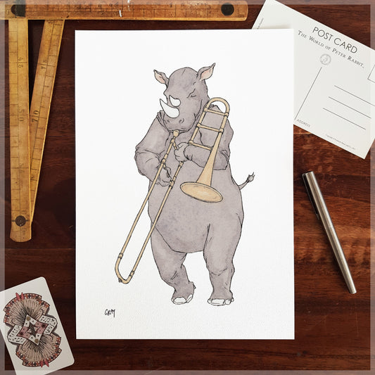 The Rhino - A4 Art Print