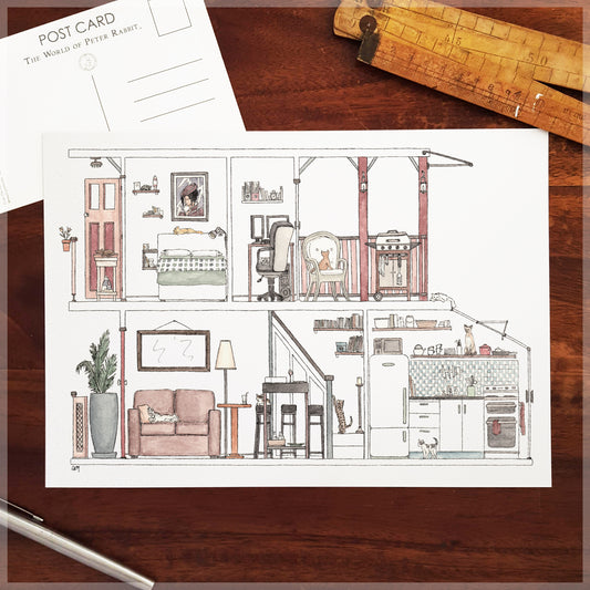 Darlinghurst Terrace with 10 Hidden Cats - A4 Art Print