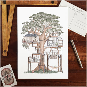Treehouse with 10 Hidden Cats - A4 Art Print SKU A412