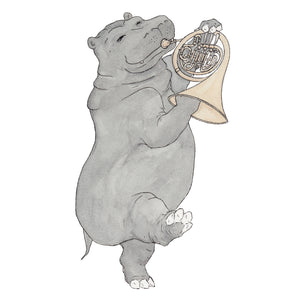 The Hippo and Her French Horn - A5 Art Print SKU A507