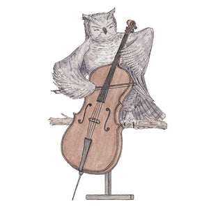 The Owl & Her Cello - A5 Art Print SKU A513