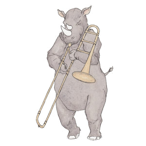 The Rhino and His Trombone - A5 Art Print SKU A514