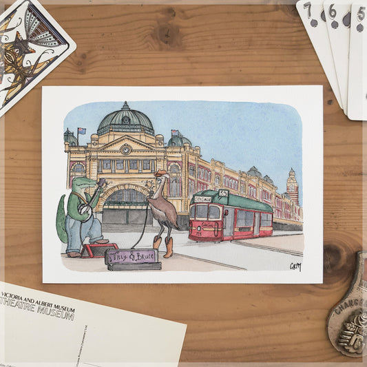 Busking in Melbourne - A5 Art Print