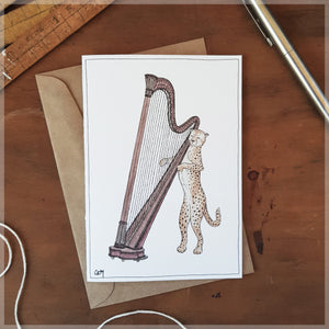The Cheetah & Her Harp - Greeting Card