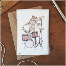 The Leopard & Her Drum Kit - Greeting Card