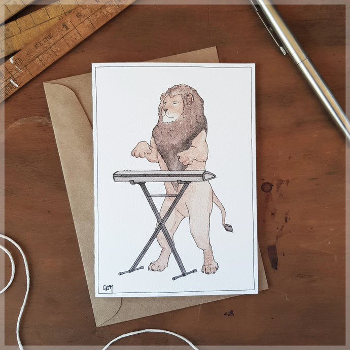 The Lion & His Keyboard - Greeting Card