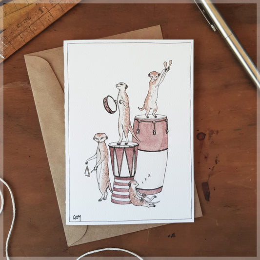 The Meerkats On Percussion - Greeting Card